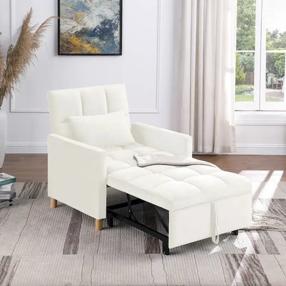 Divano letto 3 in 1 convertibile, poltrona e lettino, nero