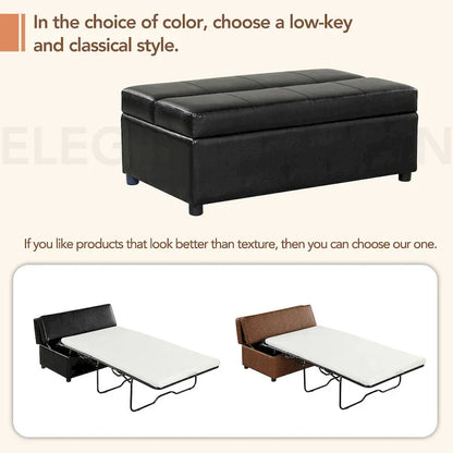 Divano letto pieghevole estraibile a forma di pouf singolo con materasso, letto per gli ospiti convertibile, divano letto rivestito in PU